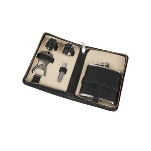 F HAMMANN Leather Travel Bar Set with Flask Men BLACK Leather Goods